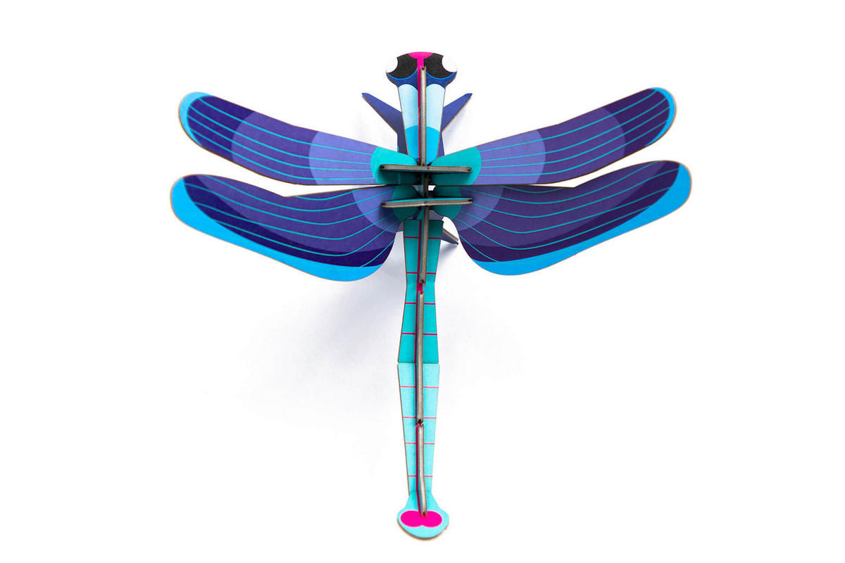 WANDDEKO Saphirlibelle 17/8 cm - Türkis/Blau, Wellpappe (17/8/16cm) - KUNSTLOFT