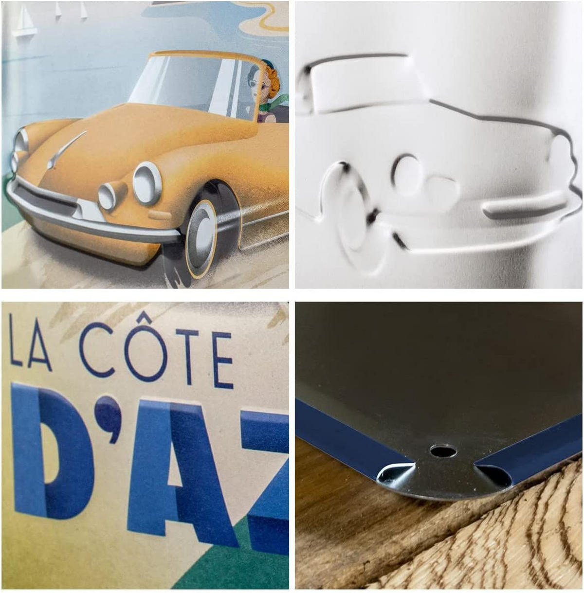 BLECHSCHILD 20/30 cm DS La Cote D'Azur DS19 - Multicolor, Metall (20/30/0.2cm) - Nostalgic-Art