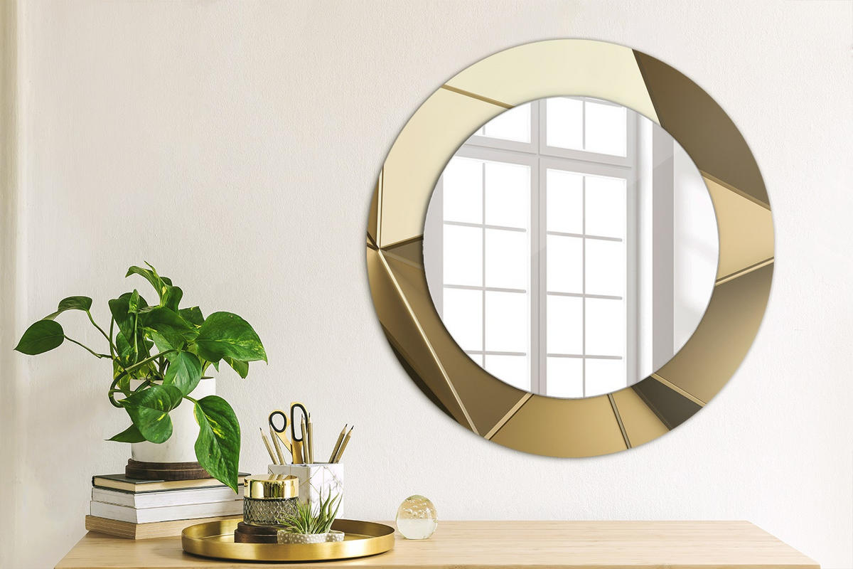 SPIEGEL Ø50 cm Rund mit Aufdruck - Beige, Glas (50/50/0.4cm) - TULUP