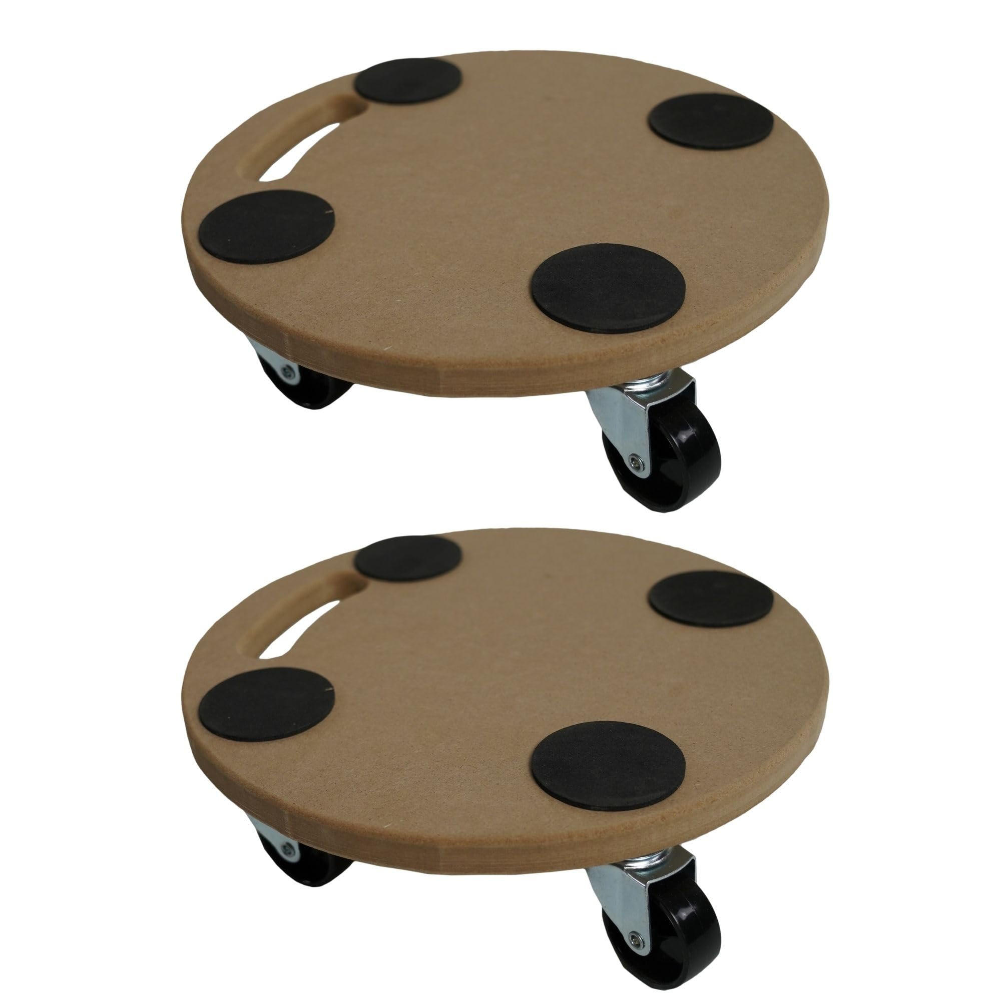 TRANSPORTROLLER 2er-Set mit 4 Rollen Rund 11x30x30 cm Traglast 100kg MDF Holzplatte Braun - Braun, Holzwerkstoff (30/30/11cm) - PROREGAL