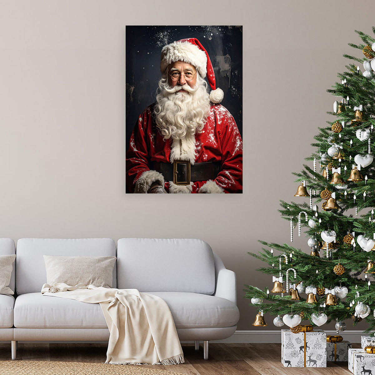 LEINWANDBILD Weihnachten 80x120cm - Rot, Textil (80/120cm) - Feeby