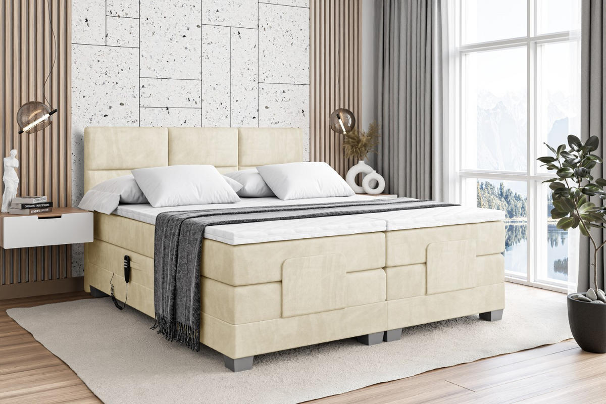 BOXSPRINGBETT elektrisch verstellbar mit 2 Matratzen H4/Taschenfederung PROT EL 140 x 200 Beige - Beige, Holzwerkstoff (147/200cm) - ALTDECOR