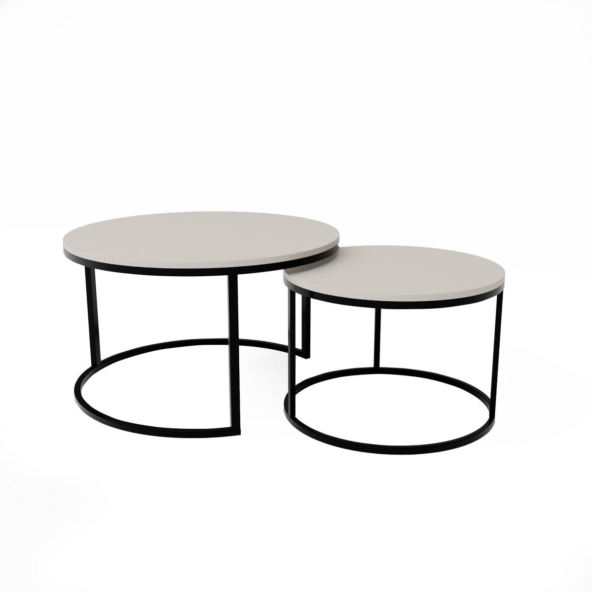 COUCHTISCH rund Groß, Kaschmir, Rahmen Schwarz - Kaschmir/Schwarz, Holzwerkstoff (80/80/48cm) - Idohome