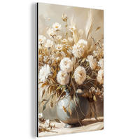 METALLBILD Blumen - Vase - Stilleben - Beige 40x60 cm - Creme, Metall (40/60cm) - MuchoWow
