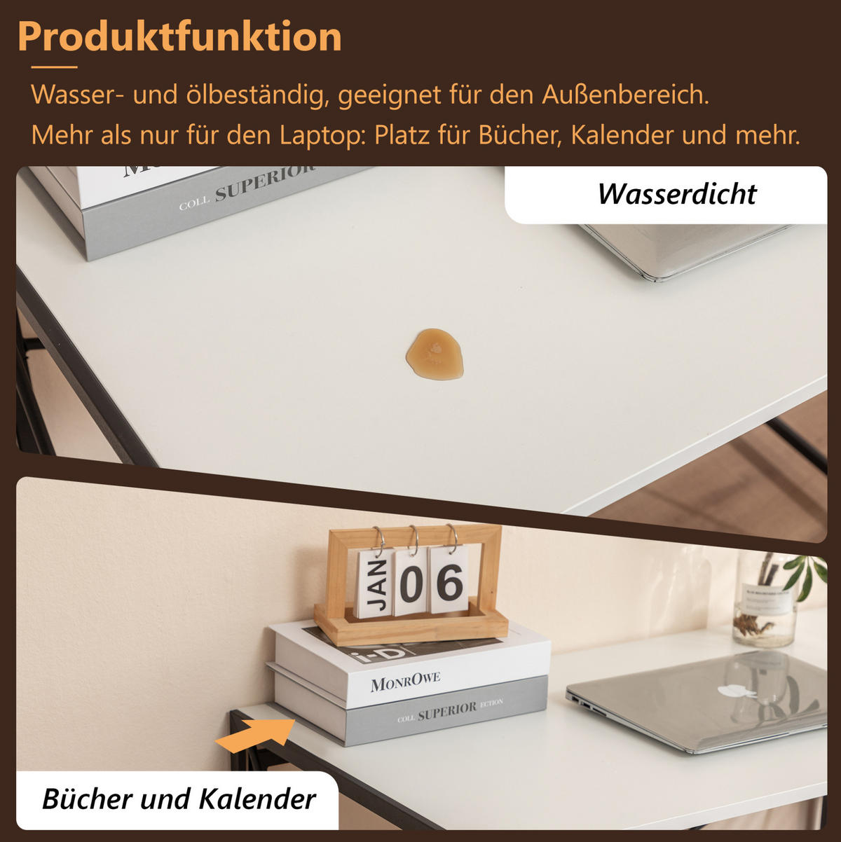 SCHREIBTISCH klappbar 99 x 50 x 75 cm MDF Metall White - Weiß, Metall (99/50/75cm) - Meubliv