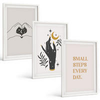 BILDER SET 3er Set - 40x60 cm Weißer Rahmen - Minimalistische Boho-Illustrationen - Weiß, Kunststoff (40/60cm) - TULUP