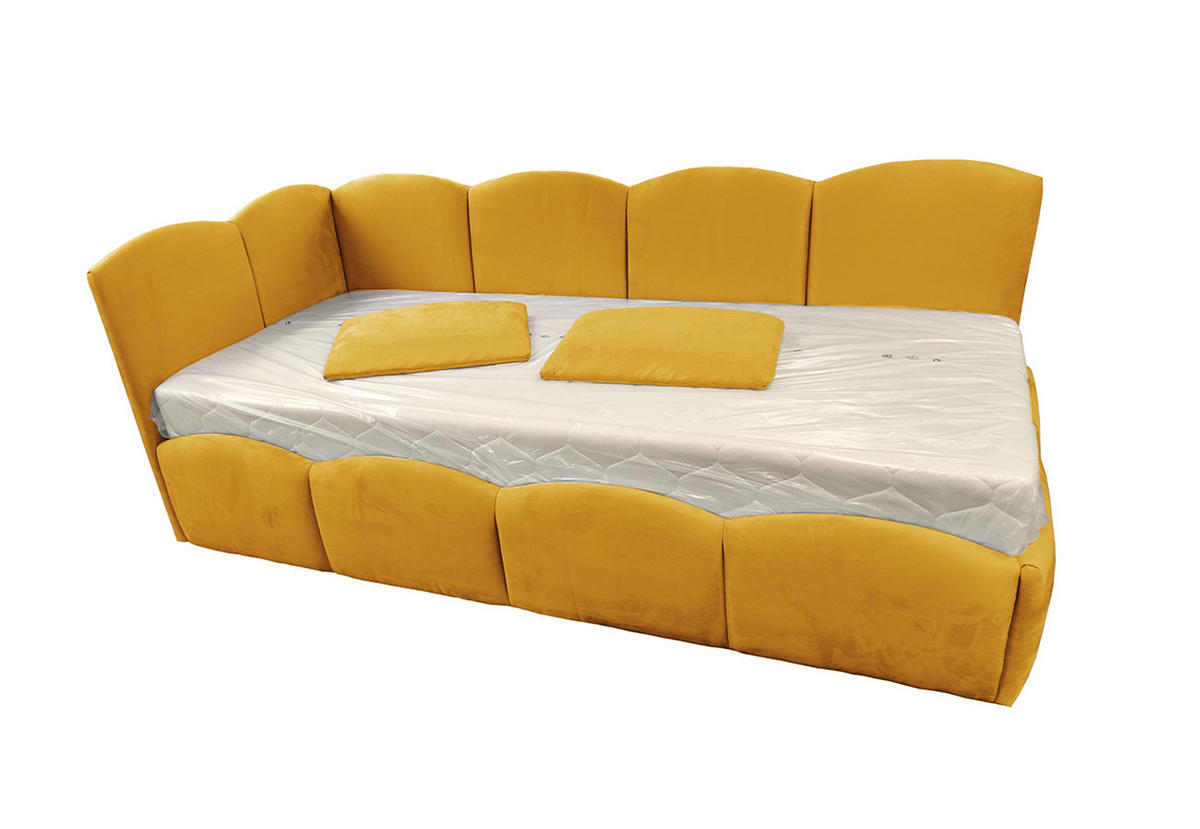 KINDERBETT TIM 90x200 rechts Honigfarbe mit Bettkasten & Rausfallschutz - Honig, Textil (90/200cm) - KS Home Concept
