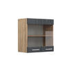 KÜCHENGLASSCHRANK R-Line Schwarz Beton 60 cm - Honigeiche/Eiche Wotan, Holzwerkstoff (60/60/31cm) - Vicco