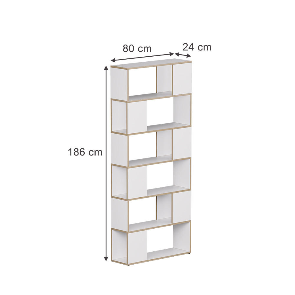 RAUMTEILER Eneos Weiß/Eiche 80 x 186 cm - Eichefarben/Weiß, Holzwerkstoff (80/186/24cm) - Vicco