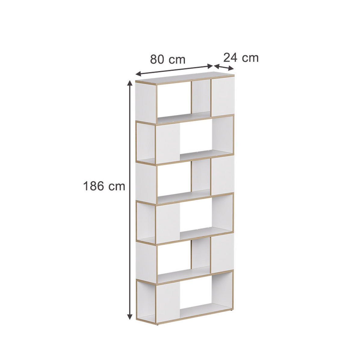 RAUMTEILER Eneos Weiß/Eiche 80 x 186 cm - Eichefarben/Weiß, Holzwerkstoff (80/186/24cm) - Vicco