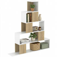 BÜCHERREGAL,5-STÖCKIG Stufendesign 120x22x131,5cm,weiß-holz - Weiß, Holzwerkstoff (120/131.5/22cm) - Vallsero