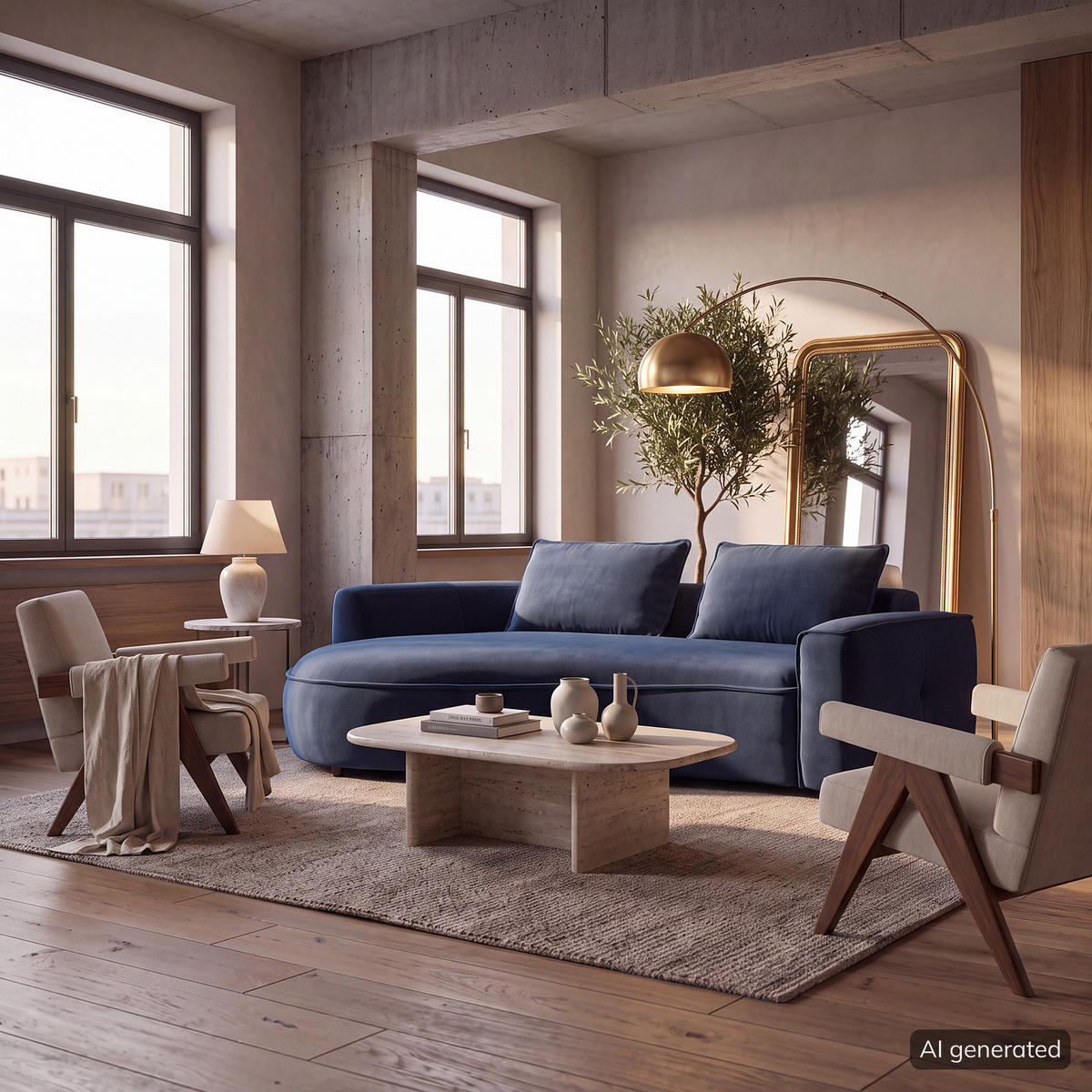 2,5-SITZER SOFA - Schwarz/Dunkelblau, Kunststoff/Textil (217/82/146cm) - home24