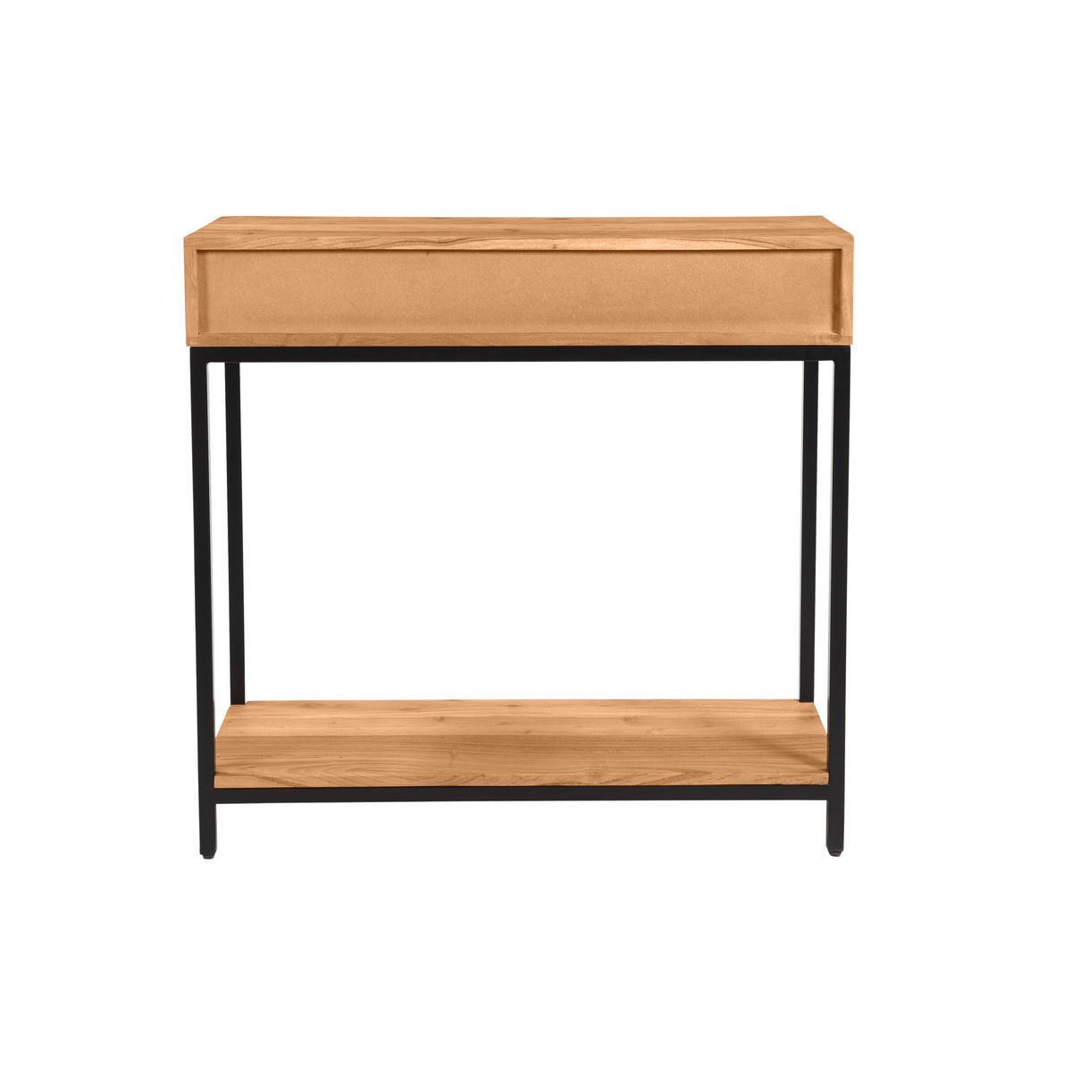 KONSOLE 2 Schubladen Akazienholz Metall B80 cm AXELLE - Dunkelbraun, Holz (80/35/76cm) - Miliboo