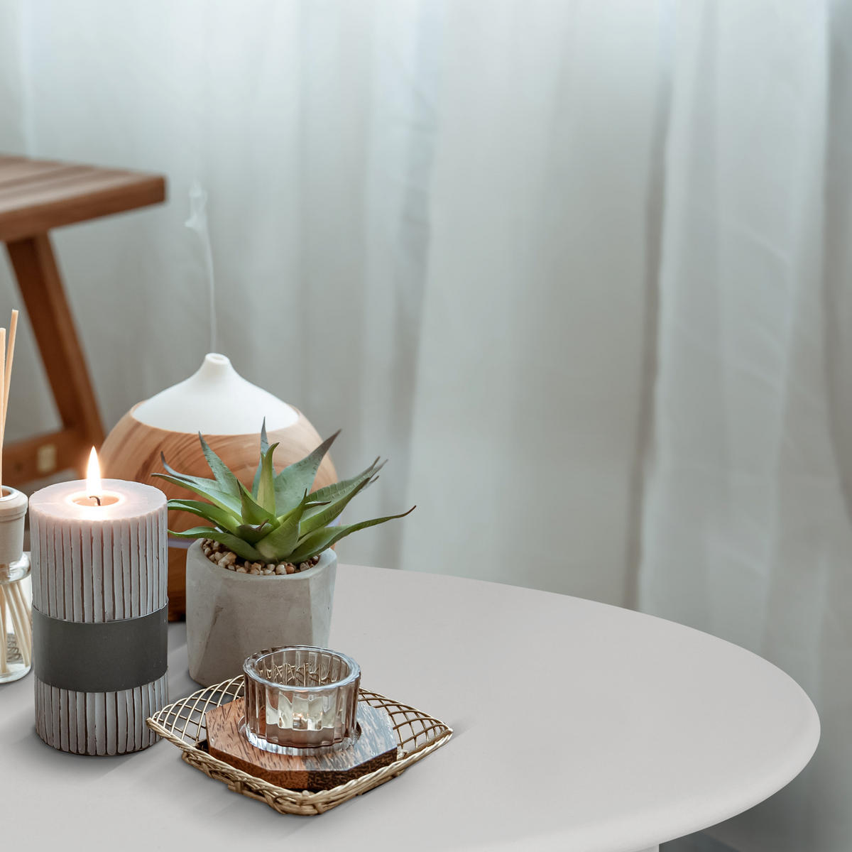 BEISTELLTISCH Finn Ø 44/46 cm Hellgrau - Hellgrau, Metall (44/44/46cm) - BoMoe