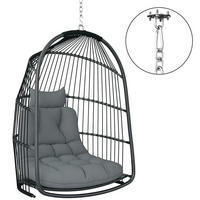 HÄNGESESSEL DE-06642 faltbar & mit Kissen Dunkelgrau - Dunkelgrau, Kunststoff/Metall (68/105/74cm) - ComfortXL