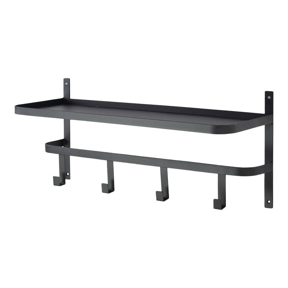 LOFT42 Shelf Kleiderständer mit 4 Haken und Hutablage - Metall - Mattschwarz - Schwarz, Metall (22/62/27cm) - LOFT42