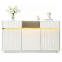 SIDEBOARD aus MDF und Spanplatte 140x40x85 cm Weiß mit LED-Beleuchtung, 2 Schubladen und verstellbaren Einlegeböden - Weiß, Holzwerkstoff (140/85/40cm) - Modfu