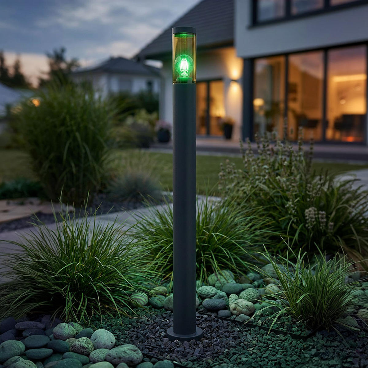 LED STEHLEUCHTE Edelstahl Anthrazit - Anthrazit, Metall (12.7/12.7/110cm) - Globo Lighting