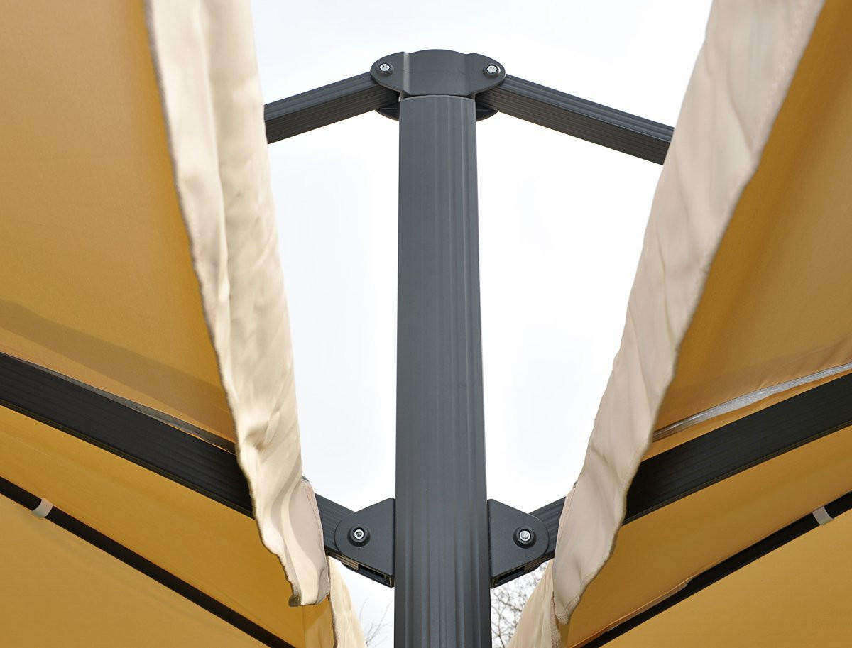 DOPPEL-AMPELSCHIRM + STÄNDER Cremeweiß 297/620 cm - Weiß, Metall (620/297cm) - MCW