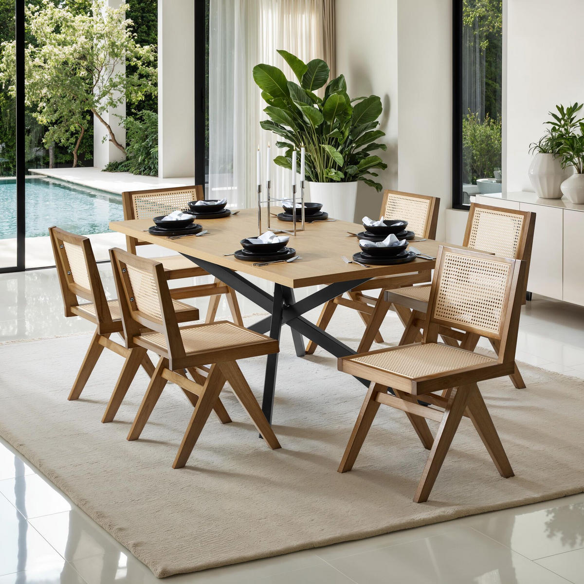 HOLZSTUHL 6er Set Lissy,48,5 x 53,5 x 83 cm, Belastbarkeit 120 kg,Eiche hell - Eichefarben, Holz (48.5/83/53.5cm) - tectake