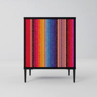 SIDEBOARD ETHNIC MEXICAN, Schwarz, 57,5x42x72,5 cm, Schwarze Metallfüße - Multicolor/Schwarz, Holzwerkstoff/Metall (57.5/72.5/42cm) - SpaceRebels