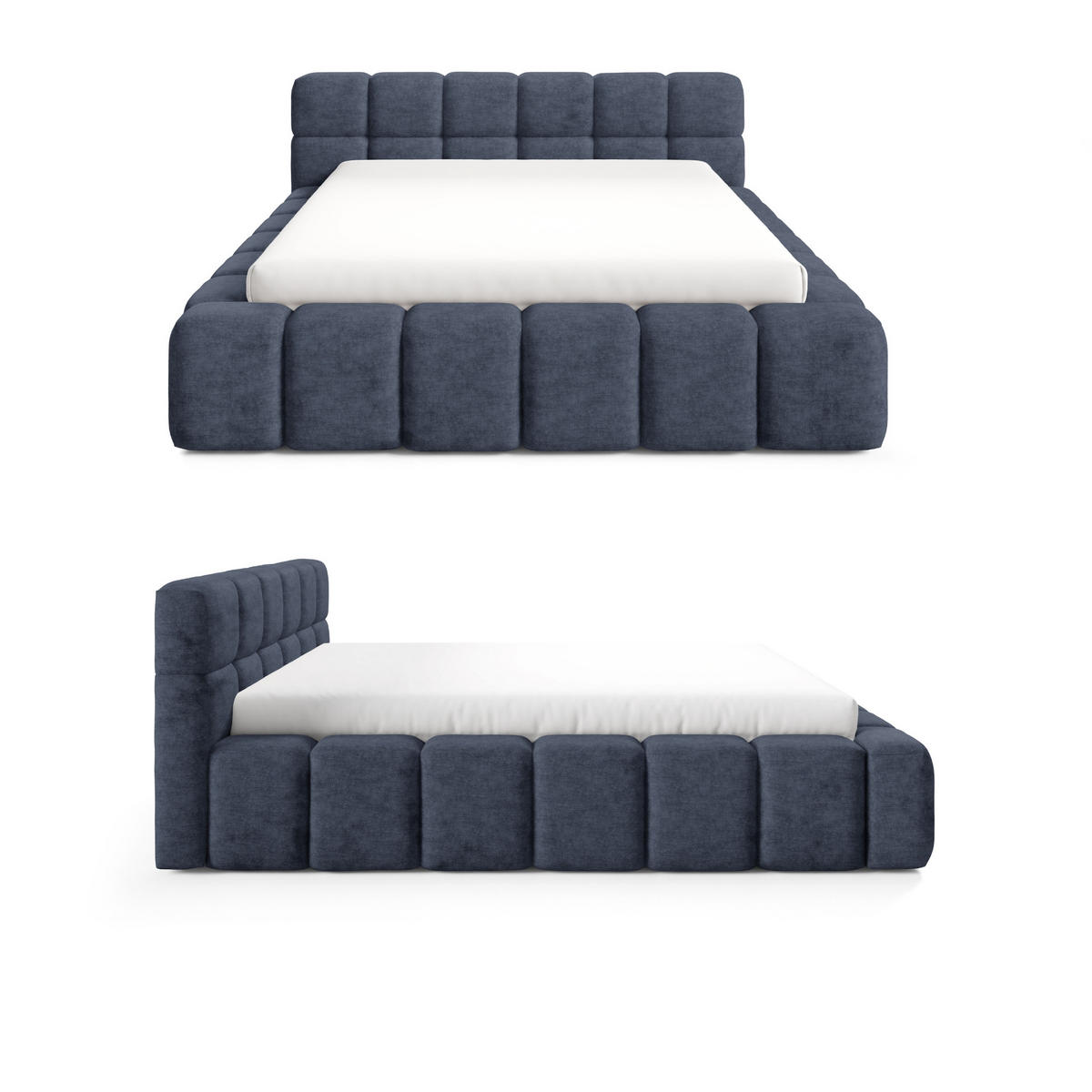 POLSTERBETT NUBO Premium 160x200 cm mit Bettkasten – PERFECT HARMONY 77 - Dunkelblau, Holz (160/200cm) - Dekori_Interiors