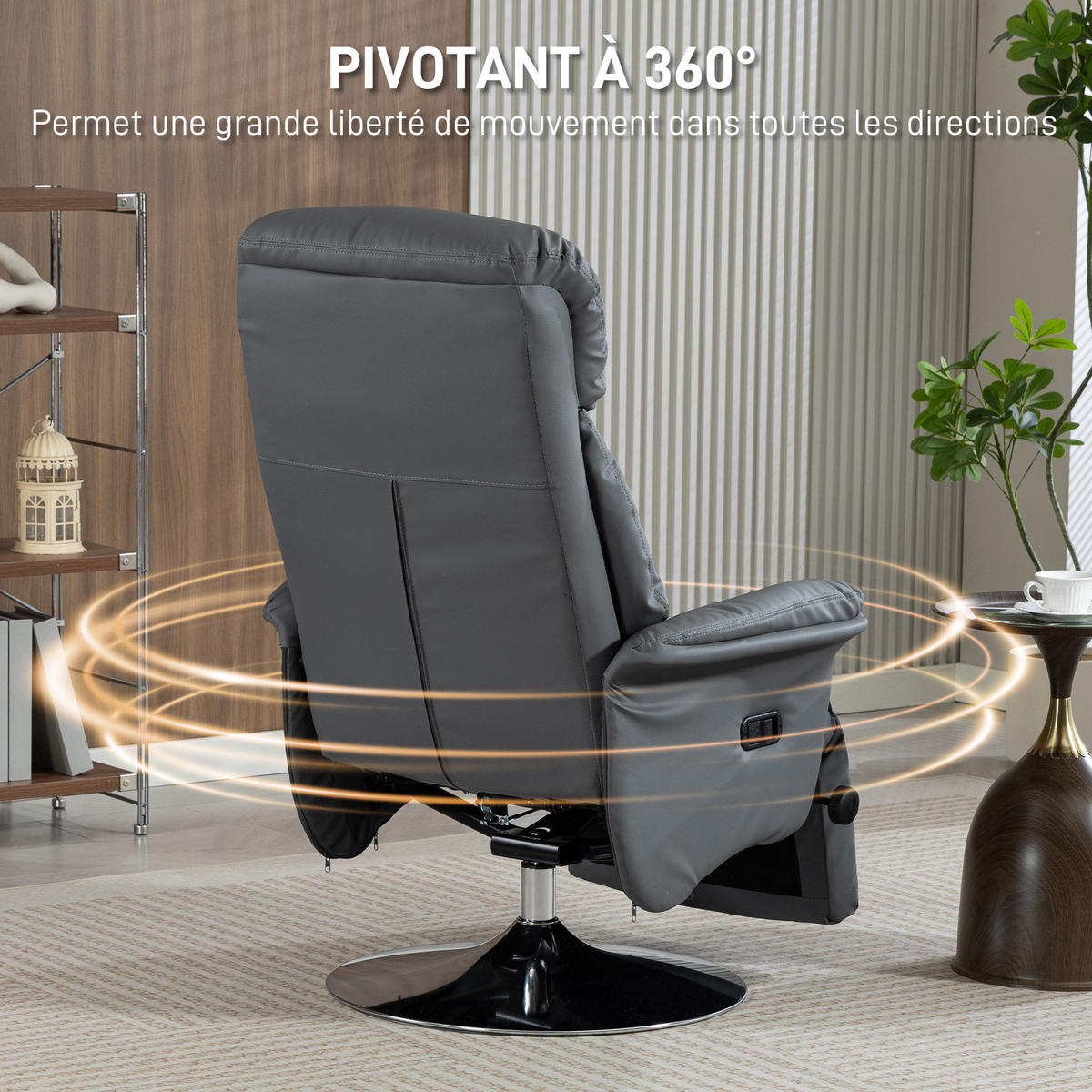 RELAXSESSEL DE-15439 360° drehbar mit 130° Neigung Grau - Grau, Metall (78/109/80cm) - ComfortXL