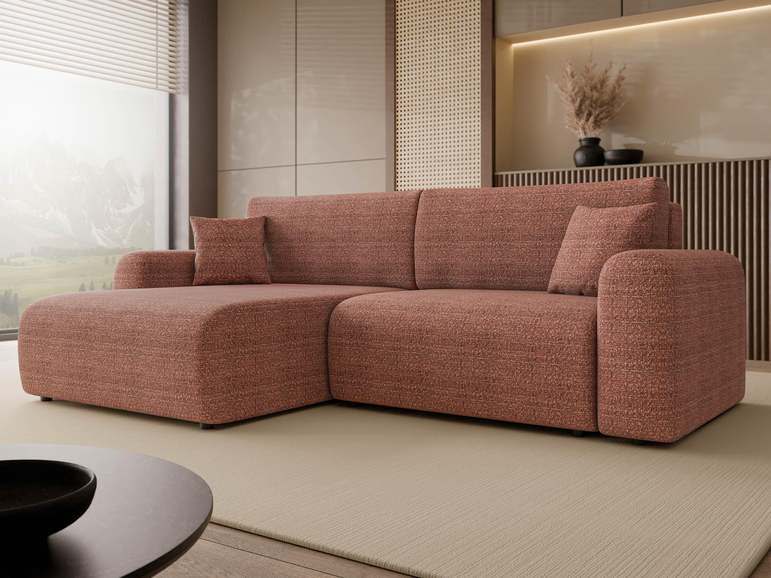 ECKSOFA Floryn L - Schwarz/Rosa, Holz/Kunststoff (245/145cm) - MIRJAN24