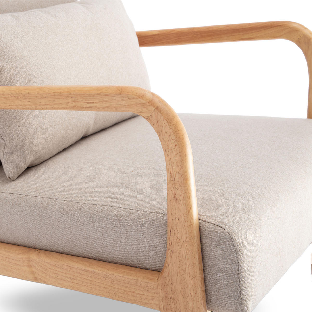 VINTAGE-SESSEL Marie Skandinavischer aus beigem Leinen und Holz - Beige/Akaziefarben, Holz/Textil (65/74/84cm) - Sicaan
