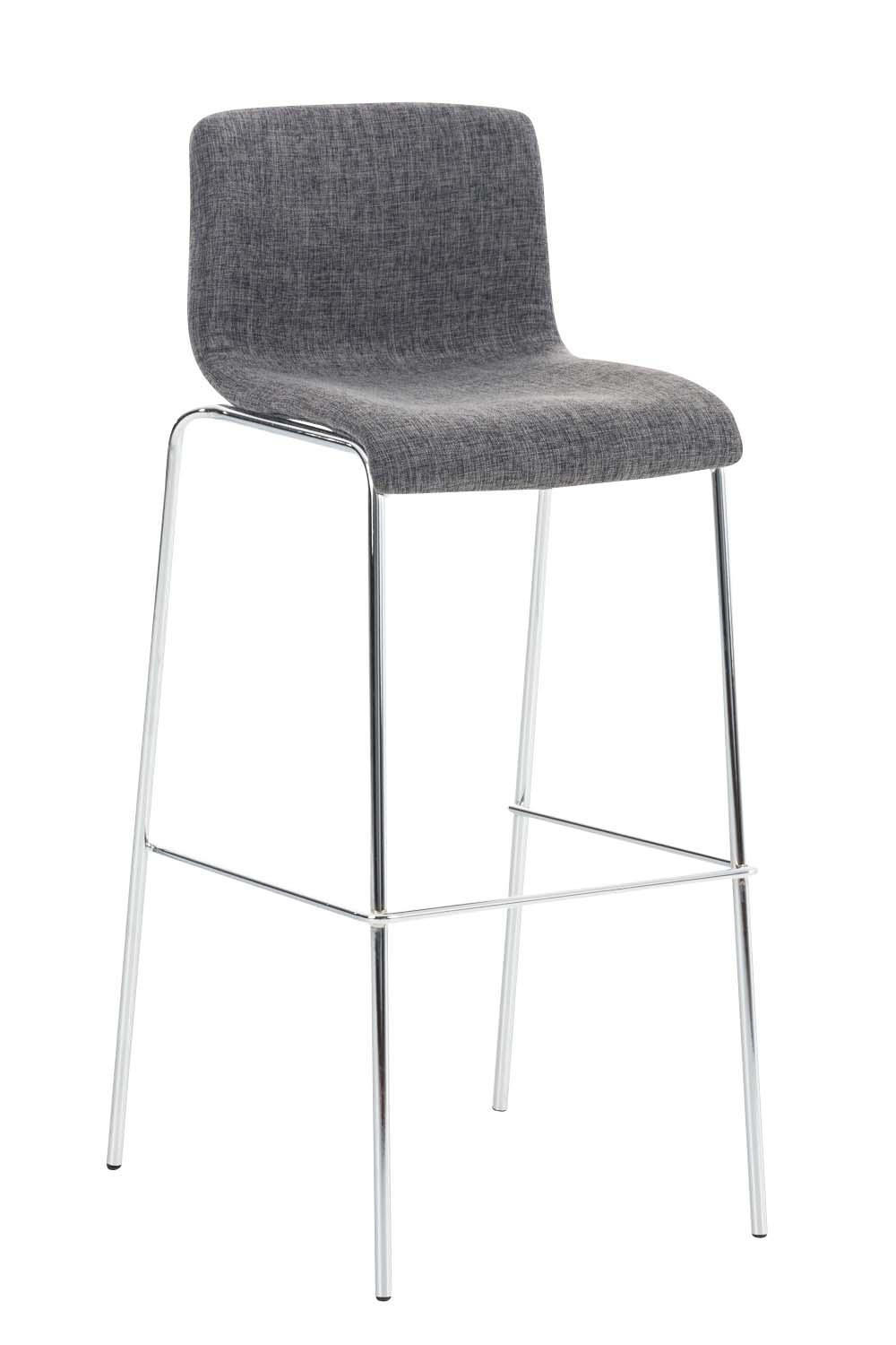 BARHOCKER Stoff Hellgrau - Chromfarben/Hellgrau, Textil/Metall (43/100/48cm) - CLP