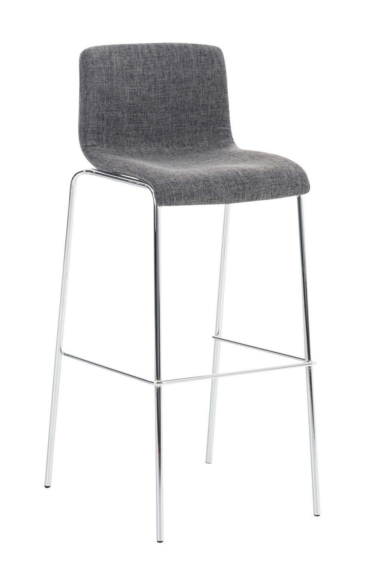 BARHOCKER Stoff Hellgrau - Chromfarben/Hellgrau, Textil/Metall (43/100/48cm) - CLP