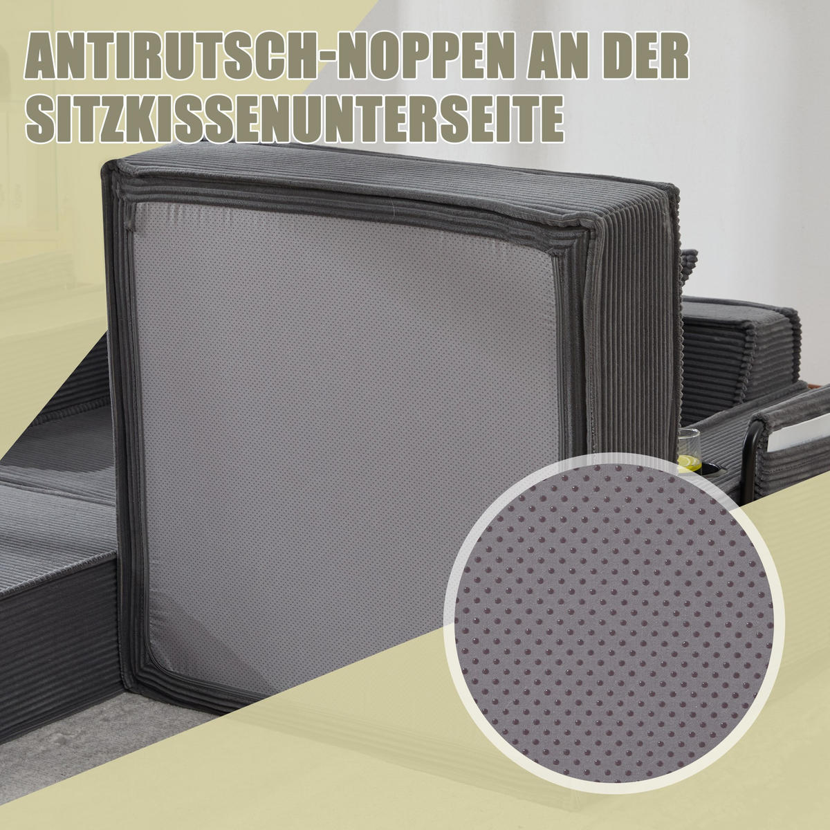 SCHLAFSOFA Zweisitzer mit Schlaffunktion,ausziehbar,Modulares Design,Cord,Dunkelgrau - Grau, Textil (162/42/54cm) - LVHOM