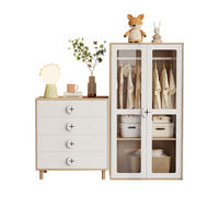 KLEIDERSCHRANK SET Weiß & Holz mit Kommode 2-tlg Möbelkombination - Sonoma Eiche, Glas/Holzwerkstoff (80/150/50cm) - Urban Meuble