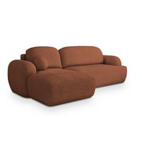 ECKSOFA MODENZA N L-S Orange Boucle-Stoff mit Schlaffunktion - Orange, Holz (266/148cm) - MASSENO