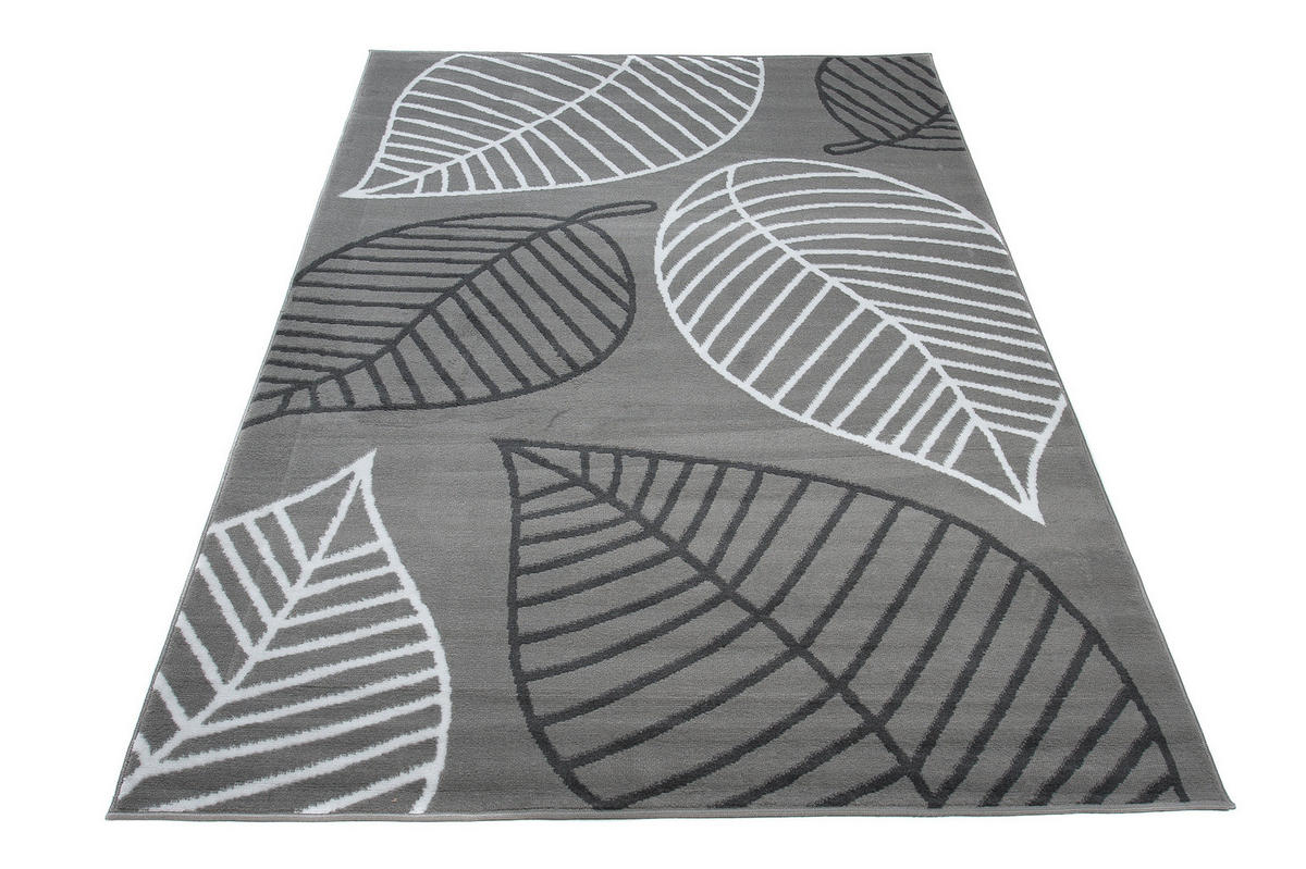 TEPPICH LUXURY Grau Floral Blatt 200/300 cm - Grau, Textil (200/300cm) - Tapiso
