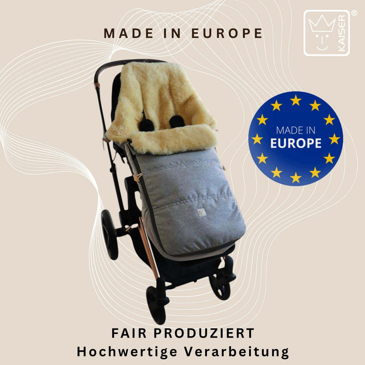 LAMMFELL-FUSSSACK Dublas 2.0, light grey melange - Grau, Fell (45/95cm) - Kaiserbaby