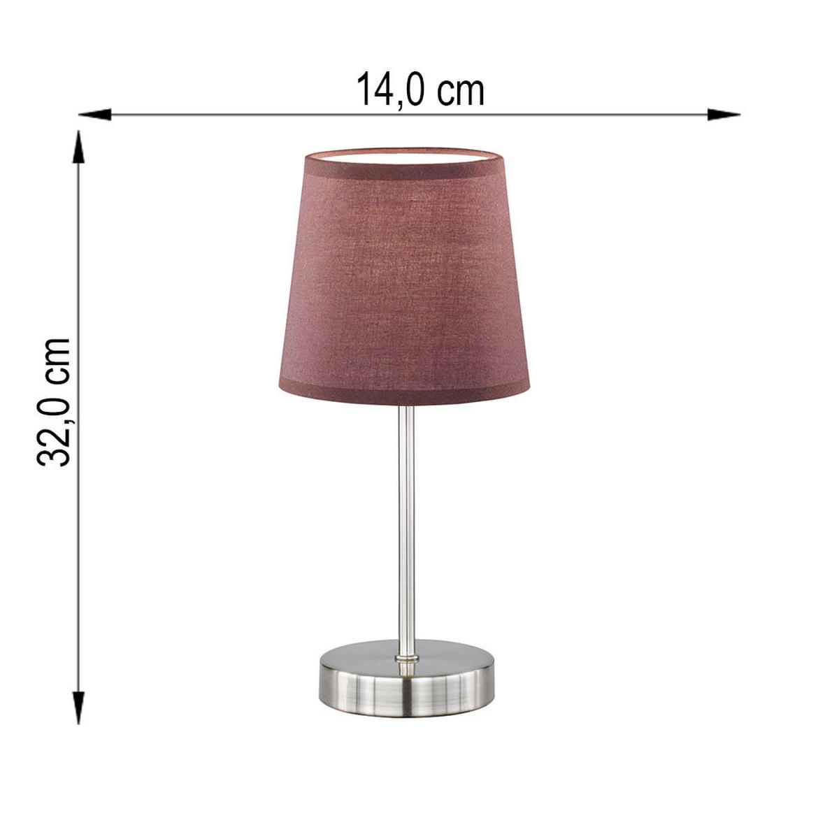 TISCHLEUCHTE Textil Braun Nickel matt 2er Set - Braun, Textil (14.5/14.5/32cm)