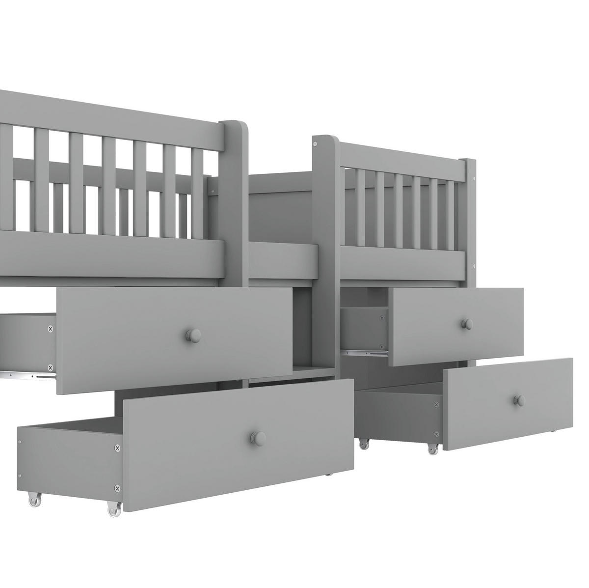 BETT halbhoch mit 4 Schubladen 90x200 cm Kiefernholz Grau - Grau, Holzwerkstoff (90/200cm) - Beauniv