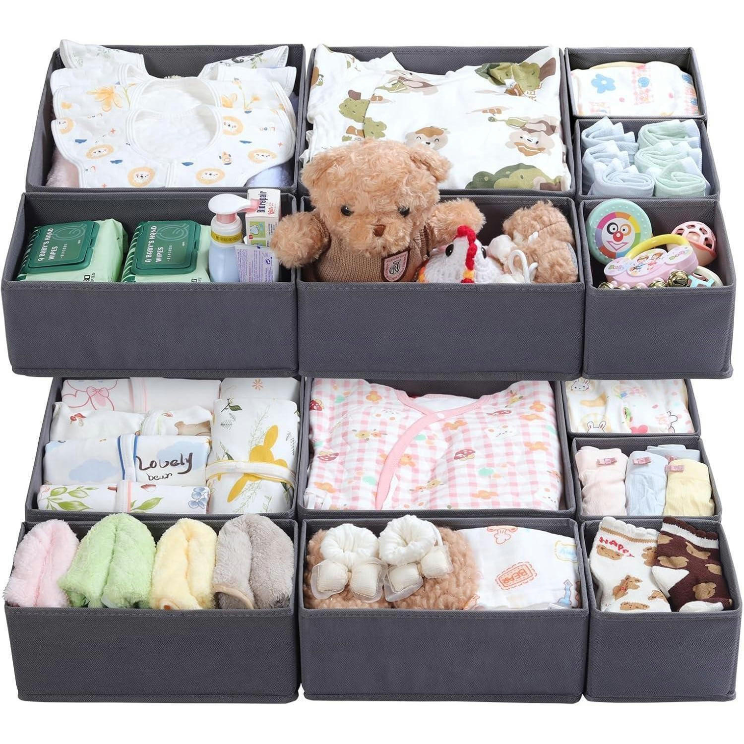 SCHUBLADEN Organizer 14-teiliges Set Grau - Grau, Textil (28/12/42cm)