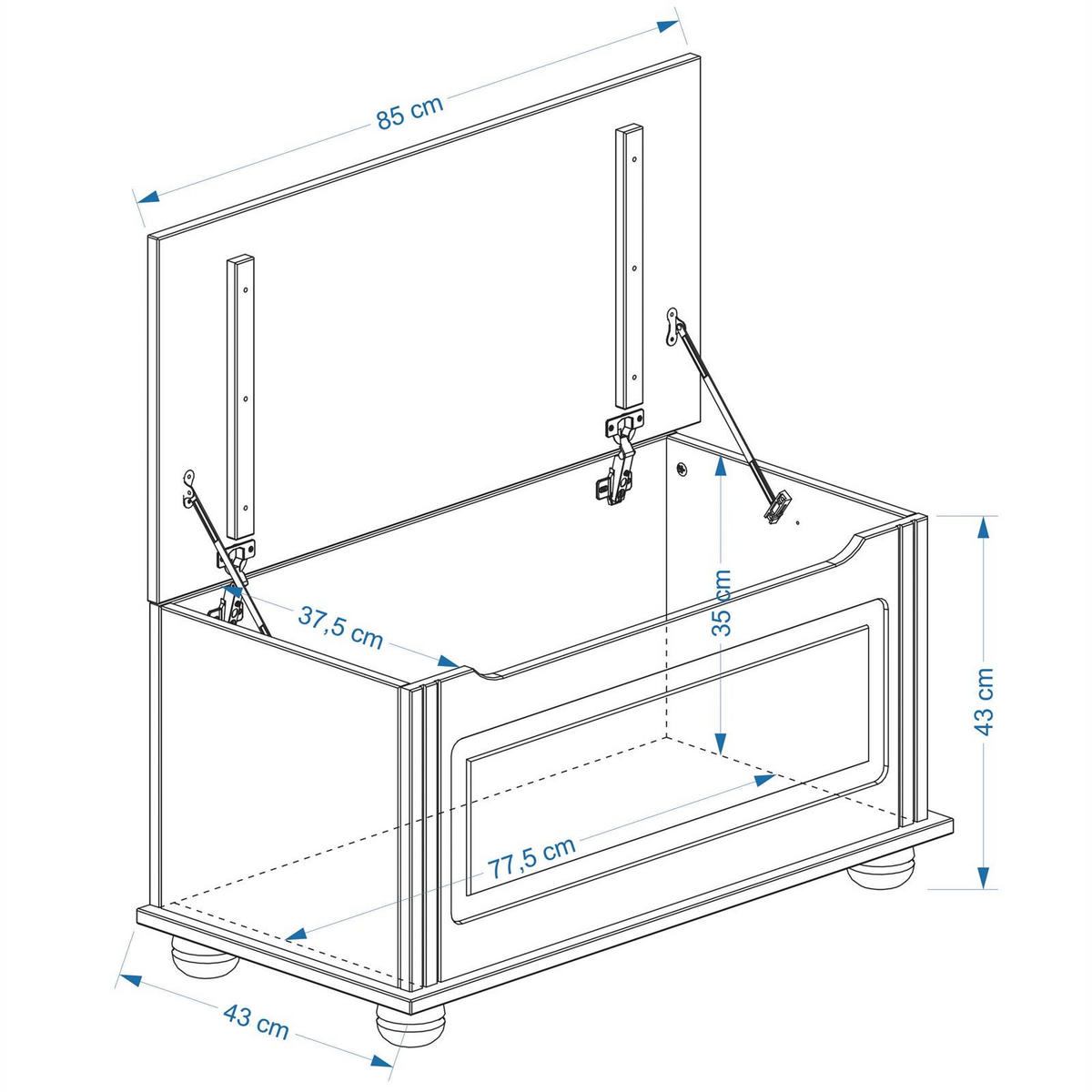 SITZTRUHE BRISTOL - Kieferfarben, Holz (85/45/43cm) - IDIMEX