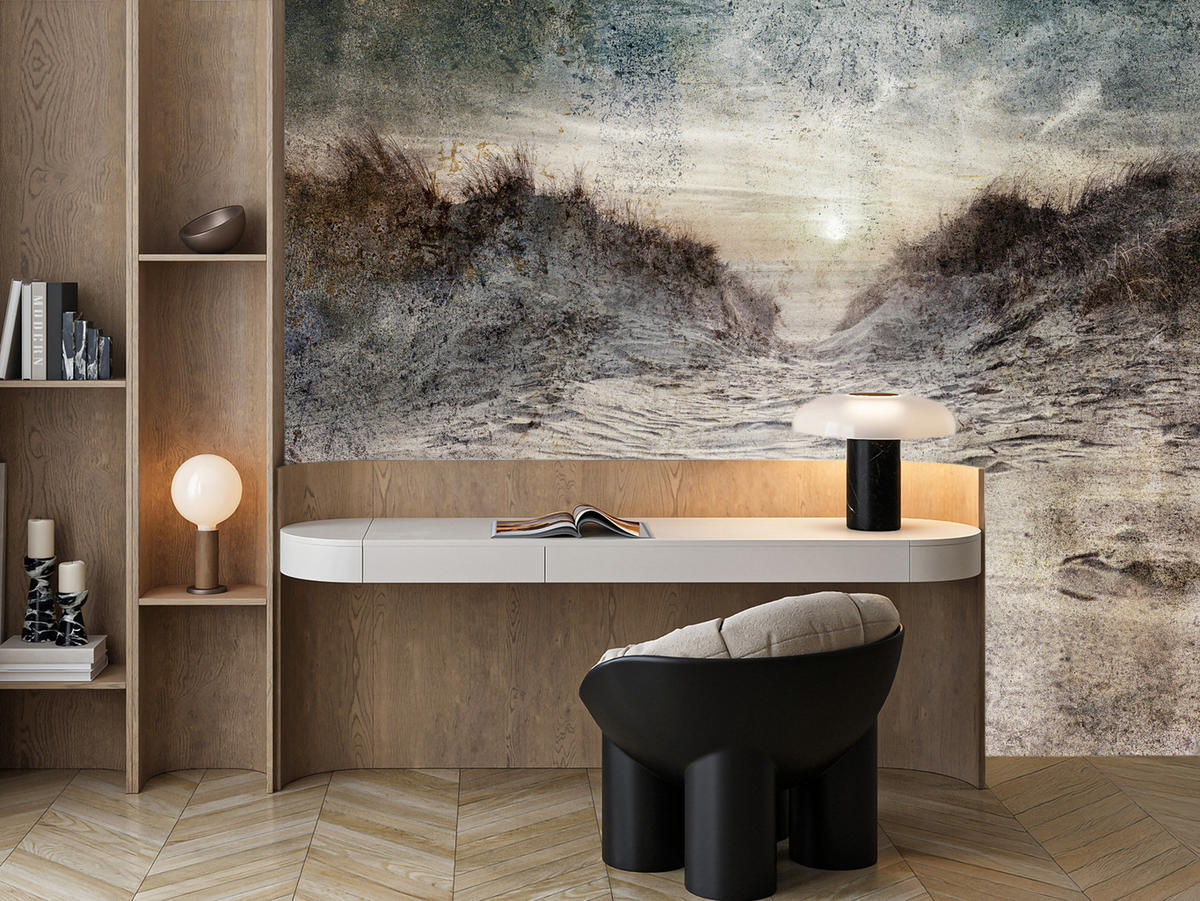 FOTOTAPETE Abstrakter Strand Beton Abstraktion 200x140 - Beige/Braun, Papier (200/140cm) - Muralo