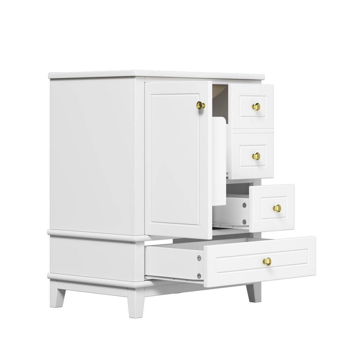 BADEZIMMERSCHRANK Weiß Lackiert 3 Schubladen Tür Stauraum 61cm - Weiß, Keramik (61/86/47cm) - FLIEKS