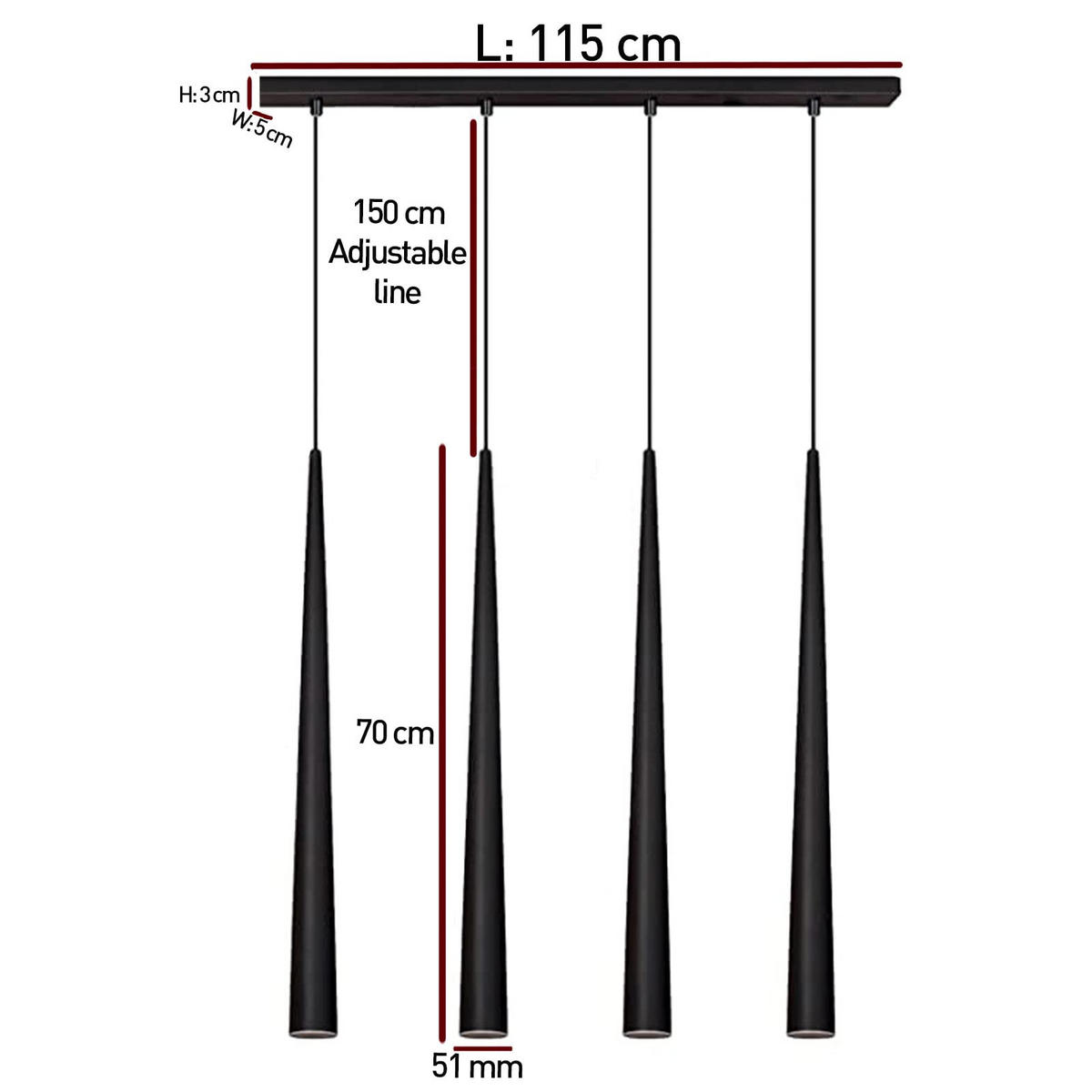 PENDELLEUCHTE Galway Hangelampe - Schwarz, Metall (70/1/70cm) - Bamyum