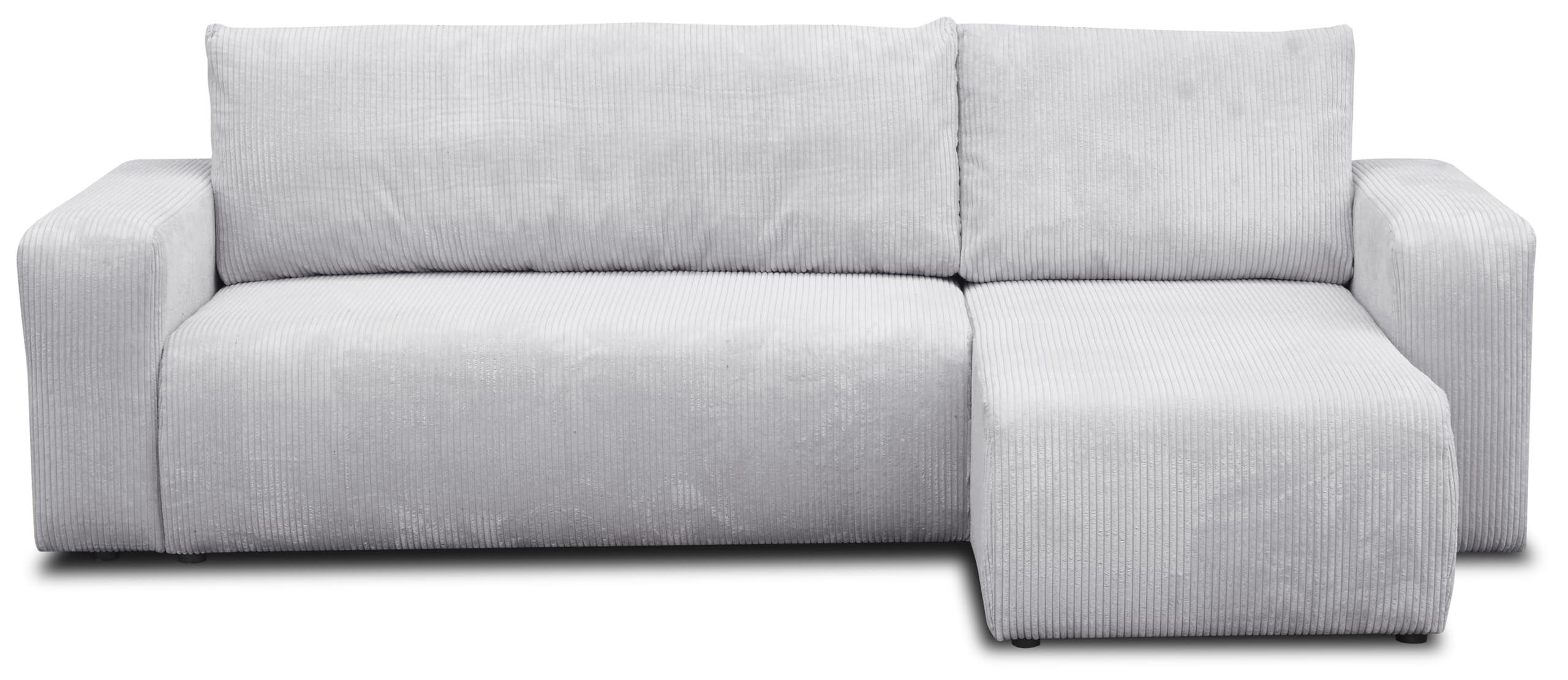 ECKSOFA LUNA mit Schlaffunktion und Bettkasten Cord-Stofff (Hellgrau) - Hellgrau, Textil (244/142cm) - VENASI MÖBEL