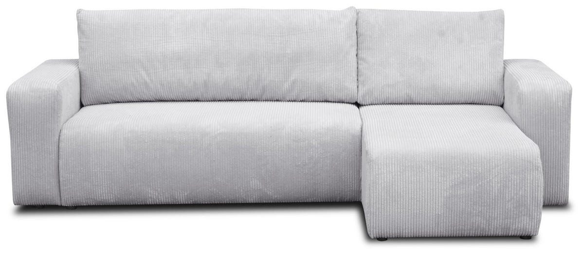 ECKSOFA LUNA mit Schlaffunktion und Bettkasten Cord-Stofff (Hellgrau) - Hellgrau, Textil (244/142cm) - VENASI MÖBEL