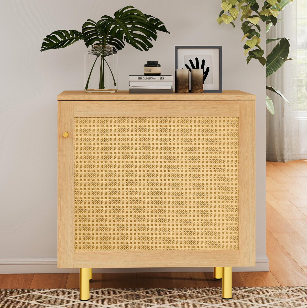 SIDEBOARD 60/63/40 cm Natur aus MDF mit Rattangeflecht - Naturfarben, Holzwerkstoff (40/63/60cm) - OKMYHOME