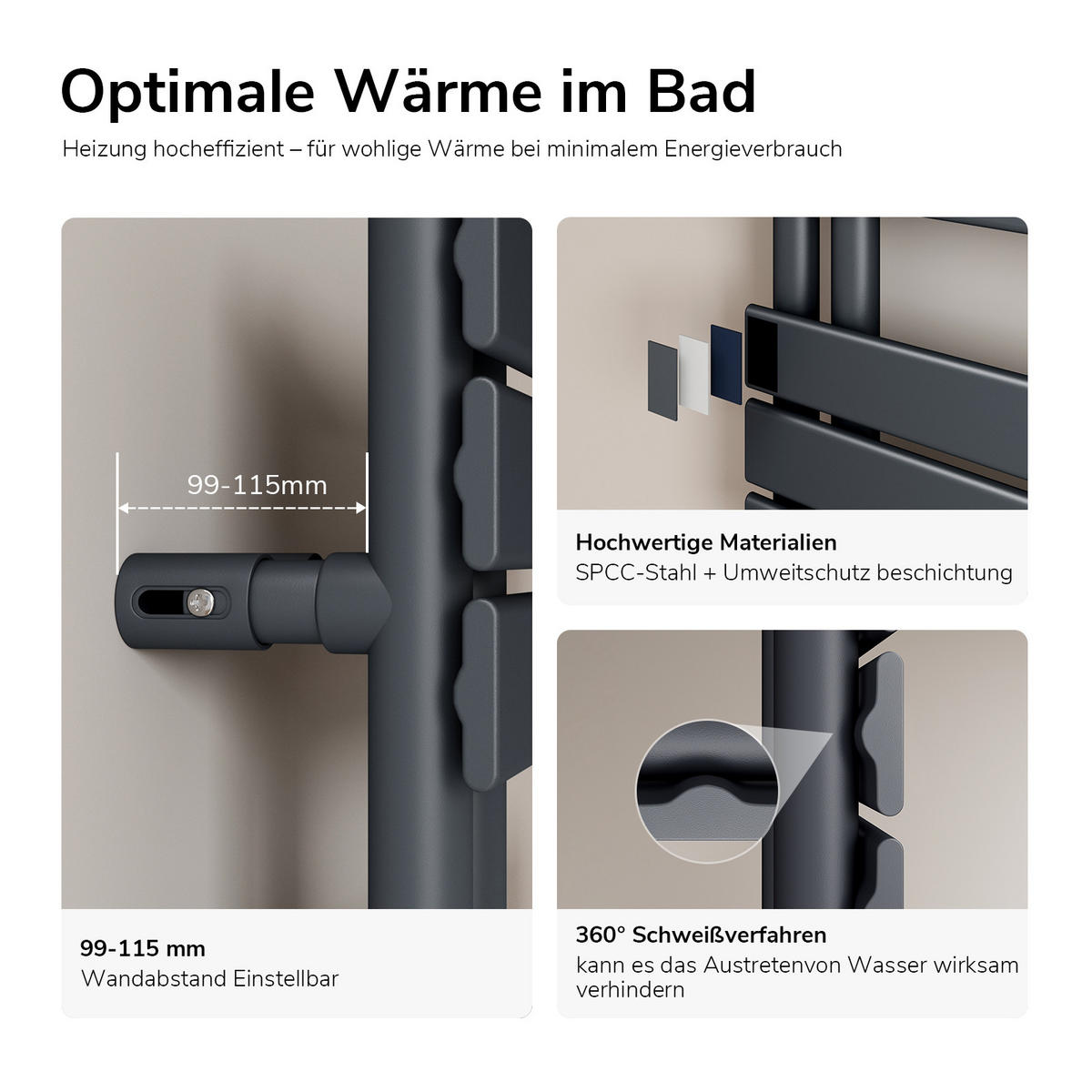 HEIZKÖRPER wasserführend Anthrazit 159,9/50/5,9 cm - Anthrazit, Metall (50/160/6cm) - EMKE