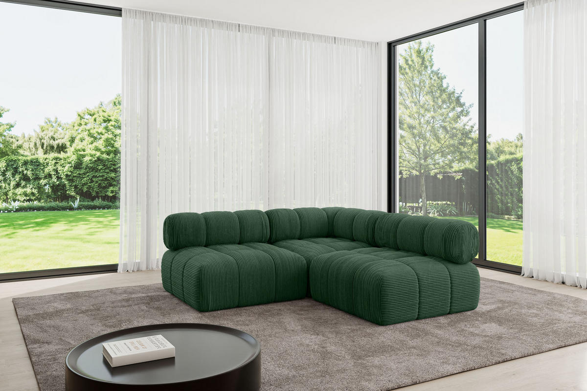 ECKSOFA modulares Sofa Samaro-L1 - 190x190x70 cm Grün Cord - Grün, Holzwerkstoff/Textil (190/190cm) - ALTDECOR