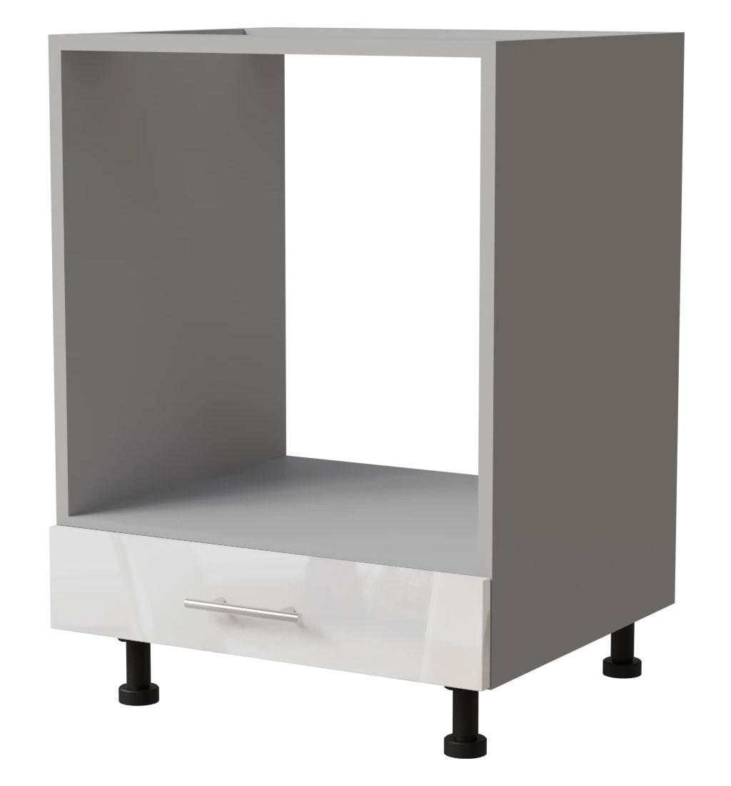Feldmann-Wohnen Herdumbauschrank Weiß Hochglanz, Grau 60x82x50 cm