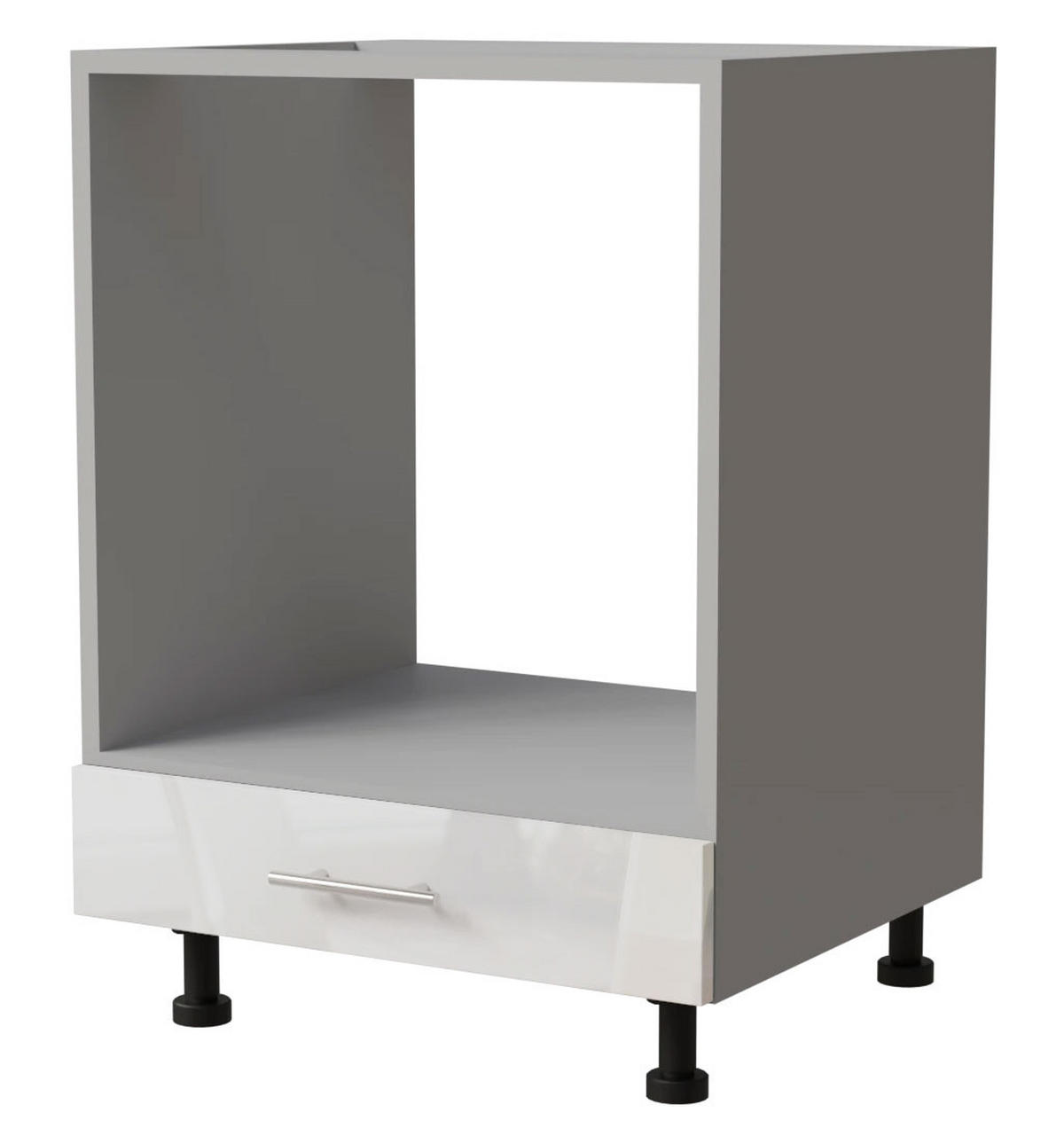 HERDUMBAUSCHRANK Essen D11K/60 Weiß Hochglanz / Grau Matt 60 / 50 / 82cm - Weiß Hochglanz/Grau, Holz/Holzwerkstoff (60/82/50cm) - Feldmann-Wohnen